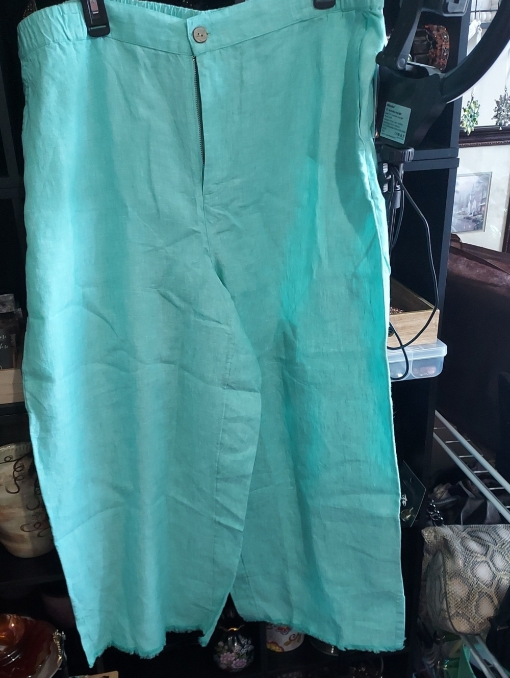 Coldwater Creek Aqua Linen-Blend Pants